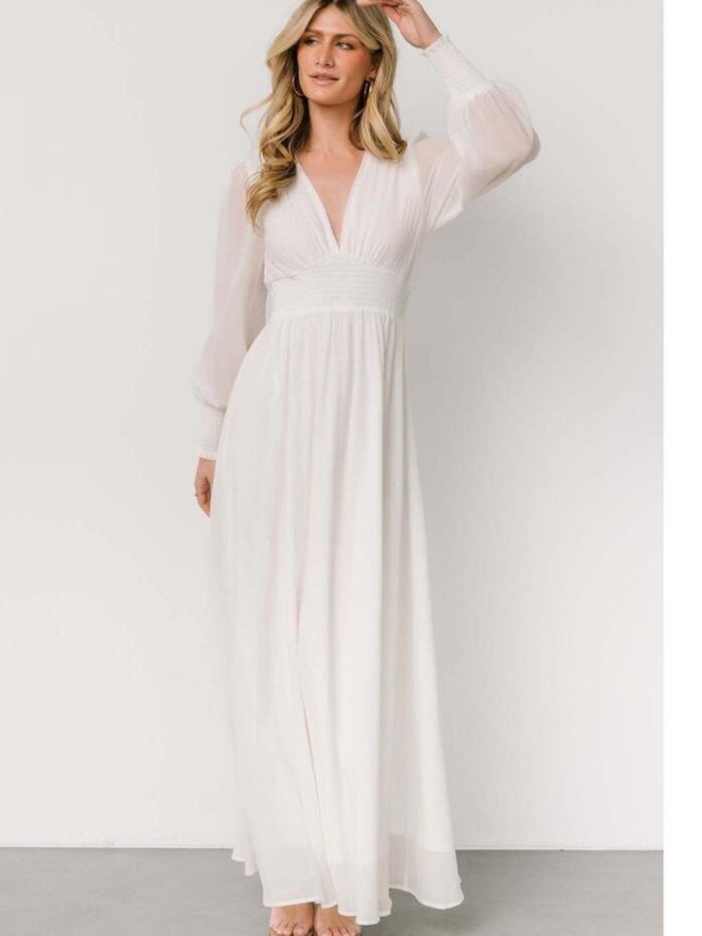 NEW Baltic Born Olivia White Long Sleeve Maxi Dress Chiffon Wedding Dress Sz XL